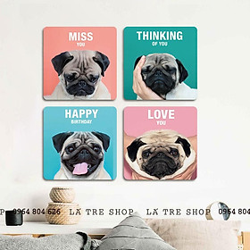 Mua Bộ tranh decor dán tường DOG - CAT CUTE set 4 hình - 20*20-LT18