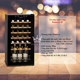 Tủ rượu vang, Tủ bảo quản rượu vang - Dunavox 28 hàng nhập khẩu