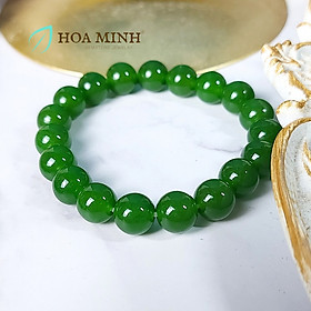 Vòng Tay Phong Thủy đá Mã Não xanh màu ngọc bích size hạt 9.9 li tuyệt đẹp thời trang