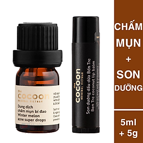 Combo chấm mụn bí đao cocoon 5ml giảm sưng ngừa mụn + son dưỡng môi bến Tre dầu dừa cocoon 5g