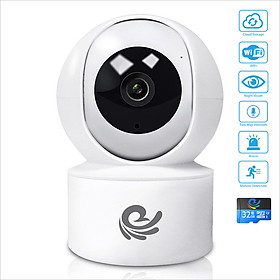 Camera Wifi Xoay 360 Độ 2.0Mpx 1920*1080P FULL HD Có Tích Hợp Đèn Hồng Ngoại Quan Sát Ban Đêm, Kèm Thẻ 32Gb - Chính Hãng