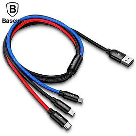 Mua Cáp 3 đầu MicroUSB  Light  Type-C dài 120cm - Baseus Three Primary Colors 3-in-1 - Hàng Chính Hãng