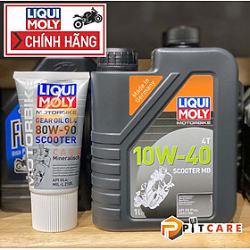 Combo nhớt xe tay ga Liqui Moly Scooter 10W40 20832 1 Lít và nhớt hộp số Liqui Moly Gear Oil Scooter 150ml