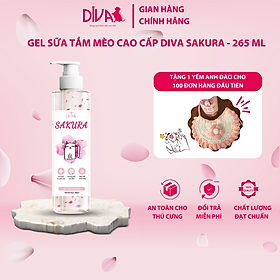 GEL TẮM MÈO COLLAGEN ANH ĐÀO DIVA SAKURA - 265 ML