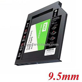 Ugreen 70657 9.5mm caddy bay khay đựng ổ cứng và ssd 2.5inch sata mỏng gắn vào khe cd - dvd của laptop CM322 - Hàng chính hãng