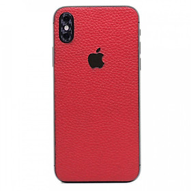 Ốp dán da iPhone XS - Da thật nhập khẩu cao cấp (Đỏ vân)