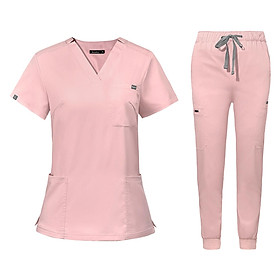Uniforms Scrub Set Nurse Top and Pants Short Sleeve for Cosmetology Pet Shop