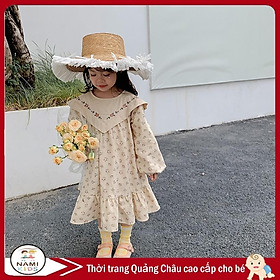 Váy đầm thêu hoa vintage cao cấp cho bé gái