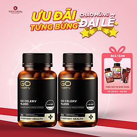 Bộ sản phẩm 2 hộp viên gout nhập khẩu chính hãng GO CELERY 16000mg (60 viên) giúp giảm các triệu chứng bệnh gút: giảm uric acid, làm giảm triệu chứng sưng đau do gut