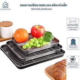 Mua Khay Nướng Inox 304 Dày Dặn Kèm Vỉ Hấp Hình Chữ Nhật Dùng Nướng Bánh  Thực Phẩm - HÀNG CHÍNH HÃNG MINIIN