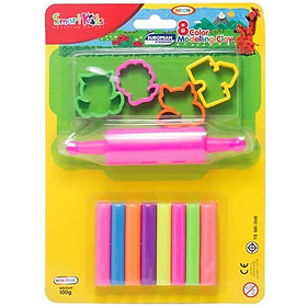 Sáp Nặn Học Tập 8 Màu Neon SMARTKIDS (4 Khuôn + 1 Cây Lăn) SK-BL8M5N
