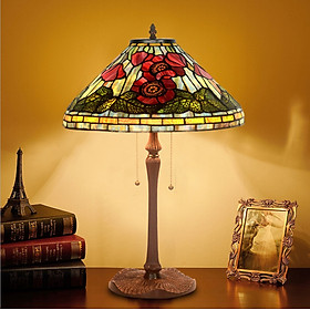 Đèn bàn trang trí DandiHome - đèn kính màu họa tiết hoa poppy phong cách Tiffany tân cổ điển