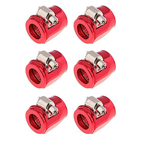 6x Aluminum Auto Car AN8 Hose End Finisher Fuel Oil Water Pipe Clip Clamp Red