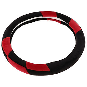 Breathable Plush Car Steering Wheel Cover Anti-slip Warm Protector Black&Red