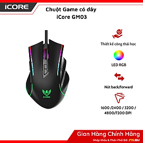 Chuột Game Có Dây iCore GM03 - LED 7 Màu, DPI 7200, Giá Tốt - Hàng chính hãng
