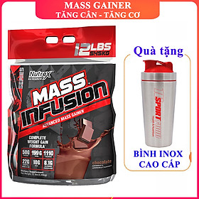Sữa tăng cân tăng cơ Mass Infusion của Nutrex bịch lớn 5.45kg hỗ trợ tăng cân tăng cơ nhanh cho người gầy kén ăn và khó tăng cân, có enzim tiêu hoá cho người dị ứng lactose