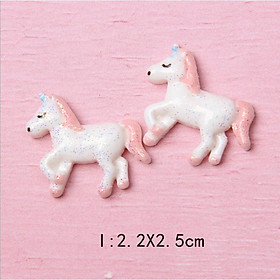 Chuyên Charm * Charm kỳ lân Unicorn nhũ bạc cho các bạn làm trang trí vỏ điện thoại, Jibbitz, DIY