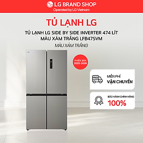 [Chỉ giao Miền Nam] Tủ Lạnh LG Side by Side Inverter 474 Lít màu xám trắng LFB47SVM - Hàng Chính Hãng