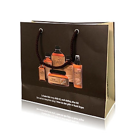 Túi giấy đựng mỹ phẩm quà tặng cao cấp (Màu nâu đen) 20x22x8cm set 50 cái