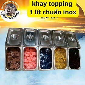 Mua khay đựng topping inox 1 lít có nắp  dụng cụ pha chế