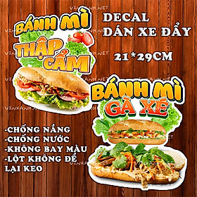 Decal bánh flan, bánh mì, trang trí quán nước,xe đẩy, dán tường, tủ kính,cao cấp chống nước- A4 cắt sẵn chỉ cần lột dán - BÁNH MÌ THẬP CẨM