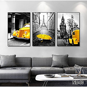 Tranh treo tường CAO CẤP 3 bức phong cách hiện đại Bắc Âu 35, tranh lá trang trí phòng khách, phòng ngủ, phòng ăn, spa
