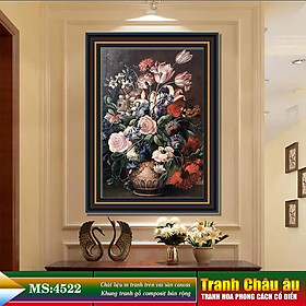 Tranh hoa treo tường phong cách cổ điển Châu âu. Tranh in trên chất liệu vải canvas cao cấp, khung gỗ composit. MS 4522