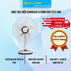Mua Quạt sạc điện Sunhouse 5 cánh SHD7223 24W - Hàng Chính Hãng
