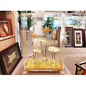 Hồ hoa sen dát vàng (29x16x39cm) MT Gold Art- - Hàng chính hãng, trang trí nhà cửa, phòng làm việc, quà tặng sếp, đối tác, khách hàng, tân gia, khai trương 
