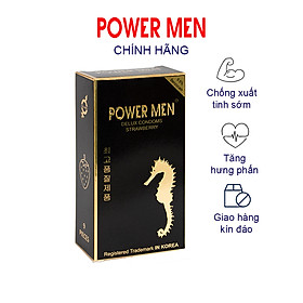 Bao cao su gân gai, hương dâu POWERMEN STRAWBERRY chống xuất tinh sớm hộp 9 chiếc