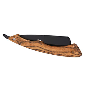 Straight Razor With Wooden Handle Shaving Razor Knife For Beard Grooming Straight Folding Razors Shaving Tool Stainless - Black