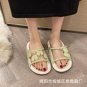 CHZK Dép Quai Ngang Trong Suốt Đính Nơ Thời Trang Cho Nữ