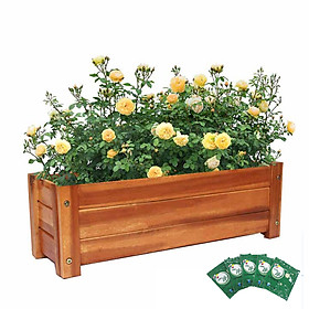Chậu gỗ Chữ nhật GREENHOME- Dễ lắp đặt, chịu nước tốt- D60xR22xC20cm-TẶNG KÈM 5 GÓI DƯỠNG HOA TƯƠI LÂU