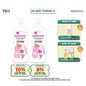 Combo 2 Sữa tắm trắng da hương nước hoa Gervenne mùi trái cây 900gchai - Dâu Tây Bạch Tuyết và Lily Hồng