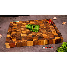 Mua Thớt Gỗ Teak Cao Cấp - Chặt thái  Trang Trí - 35x25x3 8cm - DC04 | HTX DAO PHÚC SEN