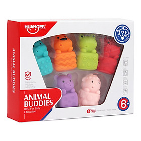 Set 6 món đồ chơi ngậm nướu hình thú màu sắc vui nhộn đáng yêu chất liệu an toàn cho bé Huanger HE0236