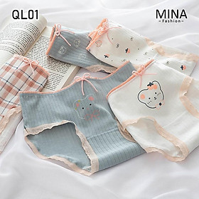 Set 5 Quần Lót Nữ Cotton Cao Cấp Kháng Khuẩn Phong Cách Hàn Quốc Dễ Thương