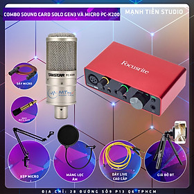 Mua Combo thu âm  livestream Micro TakStar PC-k200  Sound card Focusrite Scarlett Solo Gen 3 - Kèm full phụ kiện kẹp micro  màng lọc  giá đỡ ĐT  dây canon  dây livestream - Hỗ trợ thu âm  livestream  karaoke online chuyên nghiệp - Hàng Chính Hãng
