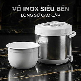 Nồi Cơm Điện Lòng Sứ 1.8Lít Mishio MK402 Không Bong Tróc Men Chống Dính Tự Nhiên - hàng chính hãng