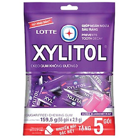 Kẹo Gum Xylitol Không Đường Blueberry Mint Gói 159.5G