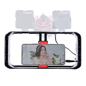 Andoer Portable Smartphone Video Rig Handheld Phone Stabilizer Grip Filmmaking Smartphone Cage with Phone Holder 3 Cold