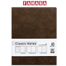 Sổ Bìa Da Cứng Doanh Nhân A5 - 192 Trang 80gsm - The Sun - Màu Nâu