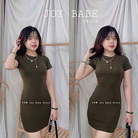 Đầm body nữ basic JOY BABE  thun ôm đẹp hack dáng, co giãn 4 chiều tốt, đầm ngắn cổ tròn thời trang DAM 1