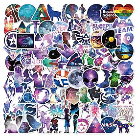 Set 30 Sticker chủ đề màu galaxy ảnh ép lụa