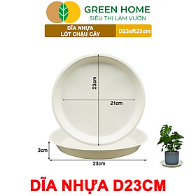 Đĩa Nhựa Lót Chậu Cây Greenhome, Nhiều Kích Cỡ, Hứng Nước Giúp Sạch Bàn, Sàn, Nhựa Nguyên Sinh, Bền, Đẹp, Chóng Rơi Vỡ