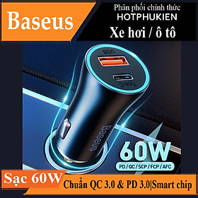 Mua Tẩu củ sạc nhanh 60W cổng PD Type-C và USB hiệu Baseus Goldern Contactor Pro Max cho xe hơi / xe ô tô trang bị LED đổi màu  Quick Charge 3.0 / Quick Chagre 4.0  PD 3.0  smartchip BPS 2.0 (Giao màu ngẫu nhiên) - hàng nhập khẩu