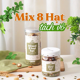 Hạt mix 8 loại hạt dinh dưỡng (Hạt macca, óc chó vàng, óc chó đỏ, hồ đào, hạnh nhân, hạt dẻ cười, hạt điều, bí xanh) - hộp 500gr