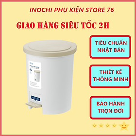 Thùng Rác Đạp Chân Mẫu Tròn Nhiều Cỡ Hiro Hàng Xuất Nhật - Chính Hãng ( Tặng kèm khăn lau pakasa) Giao màu ngẫu nhiên  - 6L