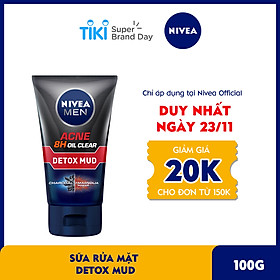 Sữa Rửa Mặt NIVEA MEN Detox Mud Bùn Khoáng Giúp Giảm Mụn & Hư Tổn Da (100G) - 83940