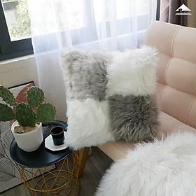 Mua Gối Tựa Lưng Lông Mềm Dài Phối Màu Caro